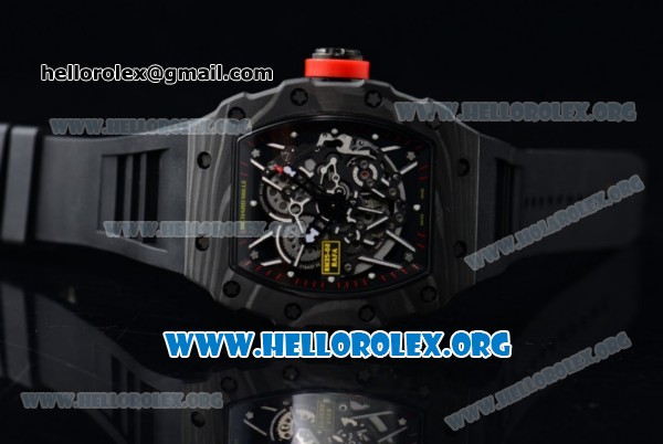 1:1 Richard Mille RM 35-02 RAFAEL NADA Japanese Miyota 9015 Automatic PVD Case with Skeleton Dial Black Rubber Strap - Click Image to Close